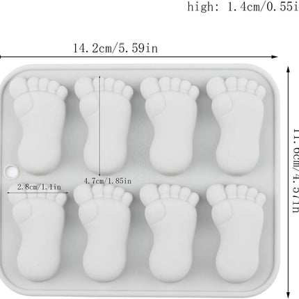 8 Cavity Baby Foot Prints Silicone Molds Fondant Candy Chocolate Mould Cute Footprint Shaped Baking Molds for Cake Decoration