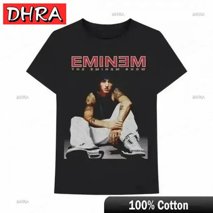 Summer Rapper Eminem Graphic Printed Tshirt Men Retro Cotton Hip-hop Fashion Casual T-shirt Women Cool Music Style Tops Clothing
