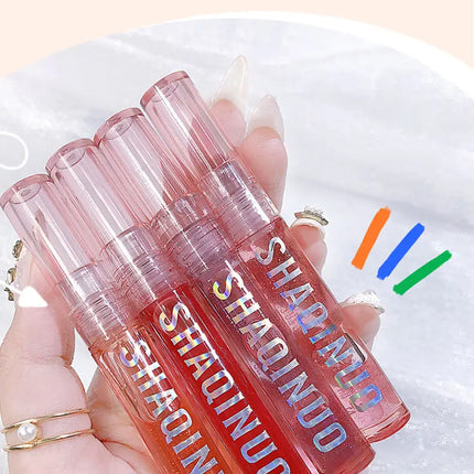 Four pack lip gloss set box, water gloss jelly lip gloss, moisturizing glass lips, not easy to stick to cup