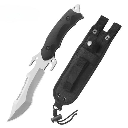 Handmade Damascus Steel Straight Knife, Multifunctional Outdoor Companion Knife