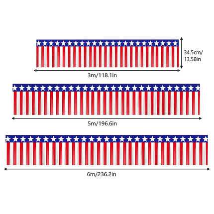 USA Flag Fringe Banner Tinsel Streamer Foil Tassel Garland For Independence Day Fourth Of July Indoor And Outdoor Decoration