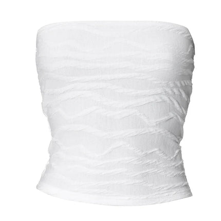 2024 Summer Y2K Streetwear Crop Tops Tees Sleeveless Slim Tube Tank Strapless Backless Sexy Ruched White Corset Crop Top
