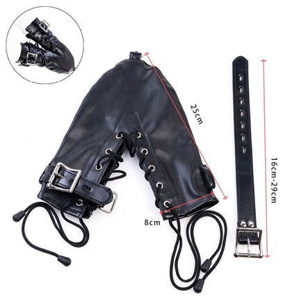 Erotic Leather Bondage Handcuffs Kits with Adjustable Dual Hand Foot Cuffs for Couple Puppy Play Flirting Sex Toys