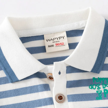 Boys' short sleeved T-shirt 2 wholesale 2025 new children's lapel polo shirt baby summer top trend one piece hair replacement