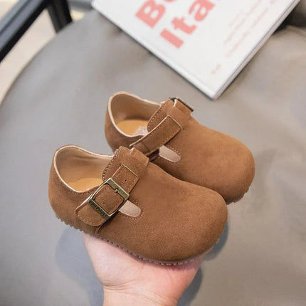 Boys Girls Flat Shoes Retro Non-slip Sweet Kids Moccasins Soft Sole 2024 New Fashion Children Leather Shoes Hook&loop Elegant