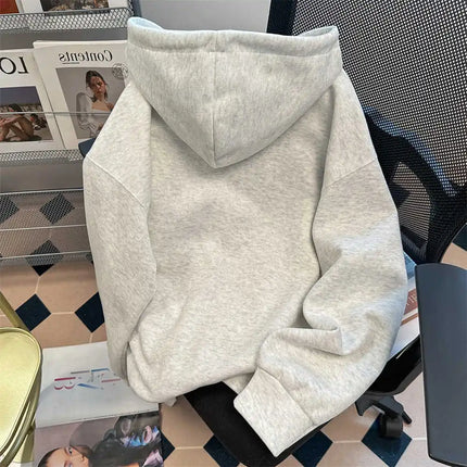 Vintage Cute Dog Print Sweatshirt Open Cardigan Men Women Autumn Loose College Style Casual Match Hat Hoodie Jacket