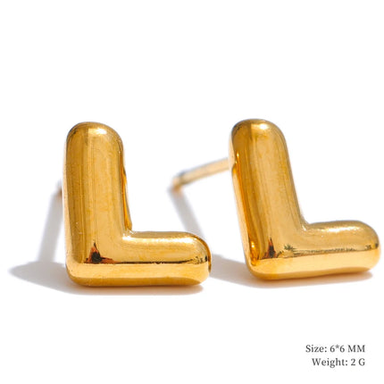 Yhpup 26 Initial Letter A-Z  Stainless Steel Gold Color Stud Earrings 18K PVD Waterproof Plated Daily Versatile Basic Jewelry