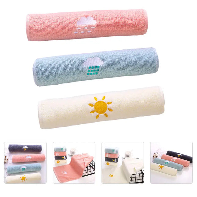 3Pcs Embroidered Pure Cotton Towels Soft Hypoallergenic Face Washing Towel for Bath Makeup Removal Saliva