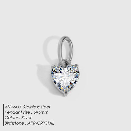 eManco 6MM Colorful Birthstone Pendant DIY Stainless Steel Women's Accessories Niche Design Luxury Rhinestone Charms Wholesale