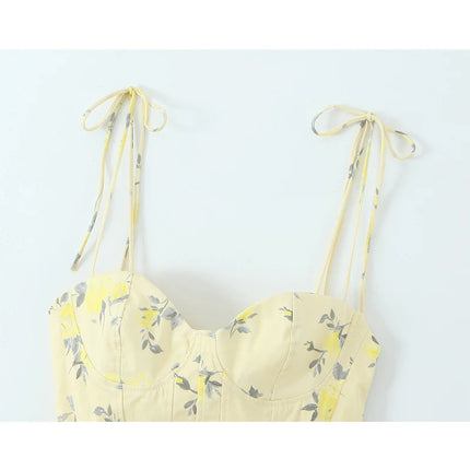 Chic Elegant Corset Top Backless Short Cami Tops New 2026 Summer Fashion Floral Printed Sexy Party Night Tops