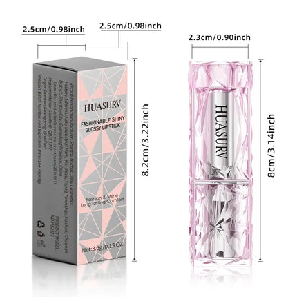 HUASURV Waterproof Shimmer Lipstick: Pearlescent Fine Glitter Long Lasting Lip Gloss New Arrival for Smooth Shiny Lip Makeup