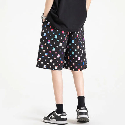 2025 Summer New Plaid Checked Oversize Shorts Men Black/White Soft Comfortable Drawstring Shorts Plus Size 5XL-M Jogger Clothing