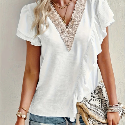 White Women's plus size shirt summer chic elegant shirt casual women's fashionable shirt White