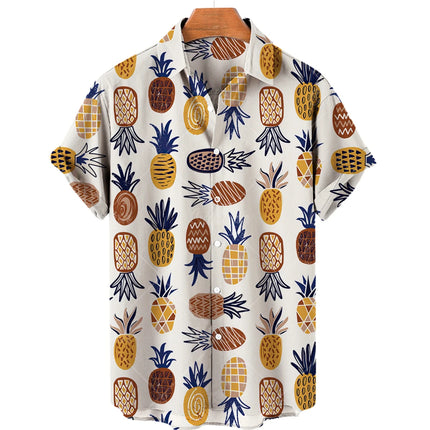 Pineapple Fruit Hawaiian Shirts Lemon 3d Print Men Fashion Blouses Casual Beach Camisas Summer Men's Vocation Lapel Shirt
