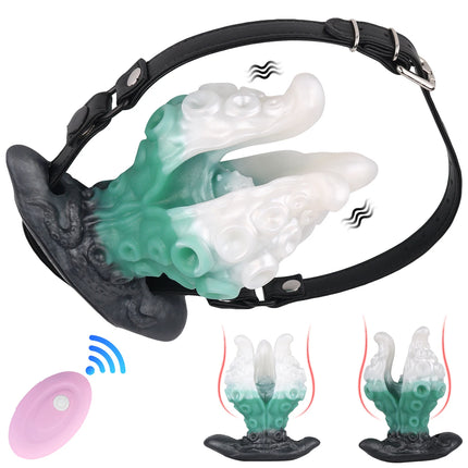 SMMQ Erotic Silicone Mouth Gag Wireless Vibration Mouth Restraint For Men Women Flirting BDSM Adult Game Vibrator Sex Toy