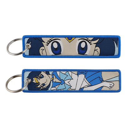 Sailor Moon Keychain Usagi Anime Embroidery Key Tag Motorcycles Cars Backpack Chaveiro Keychain Fashion Key Ring Friends Gift