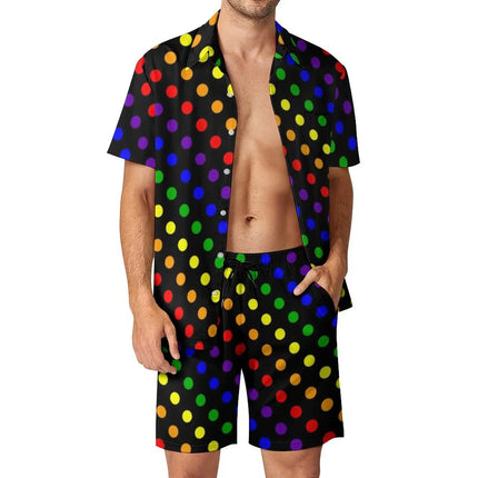 Shirt Set Men's Summer 3D Printed Polka Dot Shirt (no Pockets) And Shorts Set Men's Casual Fresh Simple Lapel Hawaiian Shirt