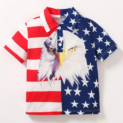 Cartoon Pattern Print Boys Girls Creative Polo Shirts Casual Short Sleeve Lapel Shirt Tops Children Clothes for Summer Outdoor