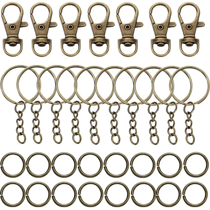 70Pcs/Set Swivel Snap Hook and Key Rings with Chain Jump Rings Connectors for DIY Keychain Lanyard Jewelry Making Supplies