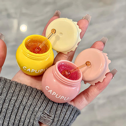1Pcs Peach Jelly Lip Balm Clear Moisturizing Hydrating Reduce Lip Lines Honey Lip Oil Fruit Lipstick Lips Care Makeup Cosmetics
