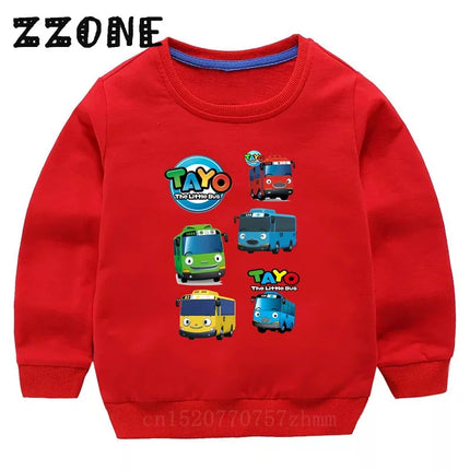 Hot Sale Kids Sweatshirts Tayo the Little Bus Print Cartoon Children Hoodies Funny Baby Pullover Outwear Tops Girls Boys Clothes