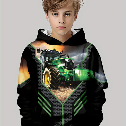 Children's Clothing Hoodies Long Sleeve Kid Clothes Boys Cartoon Children's Fashion Tractors Print Girls Summer Clothes Boy Tops