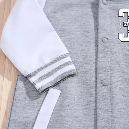 IURNXB Baby Romper Grey Longsleeve Newborn Hooded Baseball Clothes 36 Classic Sport Typography Jersey Kids Infant Jumpsuit 0-18M