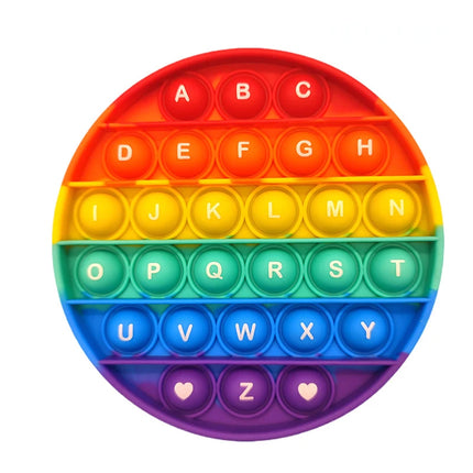 Letter A-Z Rainbow Square Fidget Toys Number Learning Teaching Tool Push Bubble Stress Relief Sensory Toys for Boys and Girls