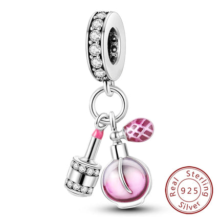 Charm 925 Sterling Silver Pink Pendant Charm Fit Original Charm Bracelet Necklace Beads DIY Jewerlry Accessories