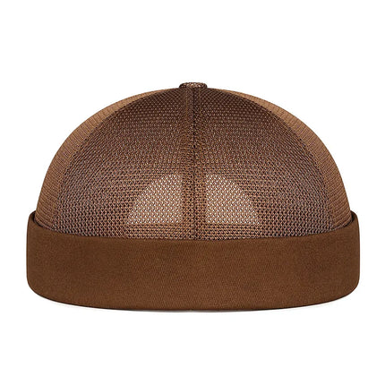 Summer Brimless Melon Skin Hat with Adjustable Hip Hop Men's and Women's Ruff Landlord Hat, Simple Breathable Mesh Tang Hat