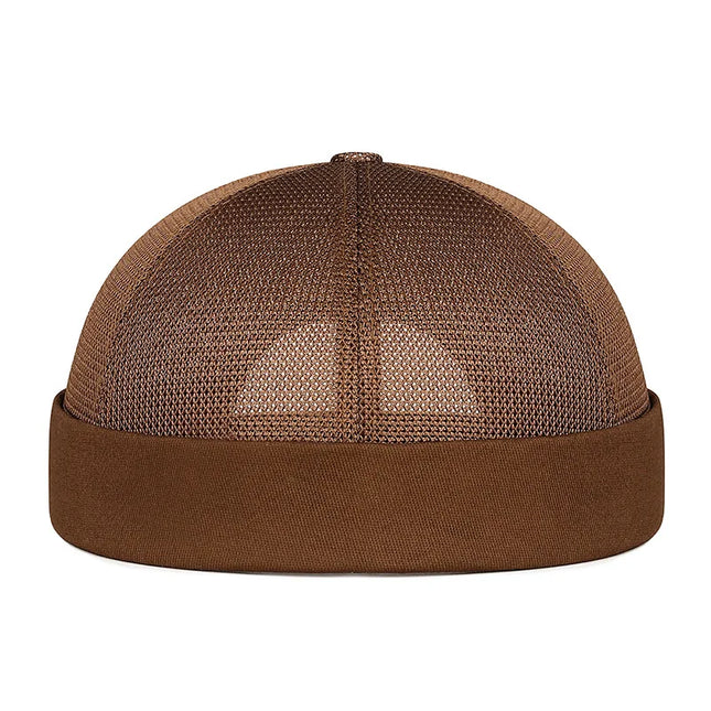 Summer Brimless Melon Skin Hat with Adjustable Hip Hop Men's and Women's Ruff Landlord Hat, Simple Breathable Mesh Tang Hat