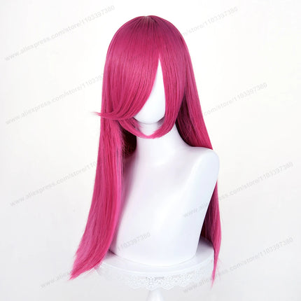 60cm Long Straight Cosplay Synthetic Wig With Bangs Golden Yellow Green Blonde Purple Heat Resistant Hair Anime Wigs + Wig Cap