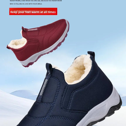 Women's Winter Cotton Shoes Comfortable Fashion Mom Thickened Fleece Warm Large Cotton Shoes Breathable Wear-resistant Low Heel