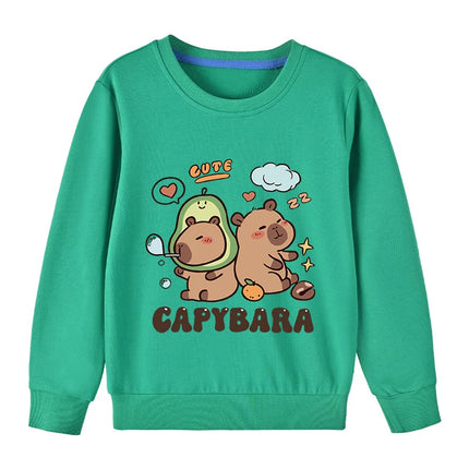 Cute Capibara Cotton Sweatshirt For Boys And Girls Children's Funny Hoodies For Autumn Kids Long Tshirt Outdoor Sports Sweater