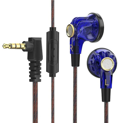 QKZ MDR Flat-Head Headphones 16MM Large Dynamic HIFI Bass Sport Earbuds Music Wired Earphones 3.5MM AUX Headset In Ear With Mic
