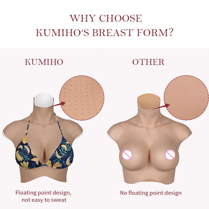 KUMIHO 7TH GEN Bloodshot Silicone Breast Forms No Oil Fake Boob for Crossdressing Sissy Drag Queen Shemale Transgender Cosplay