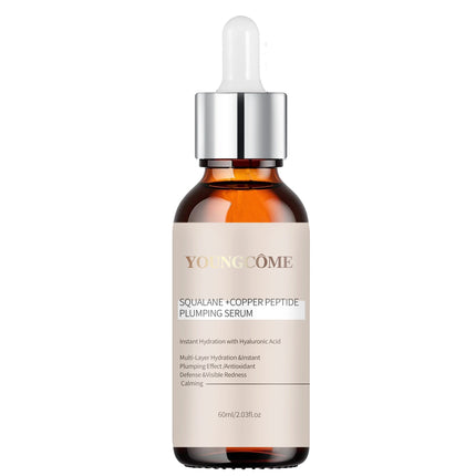 Squalane Copper Peptide Plumping Serum for Face - Hyaluronic Acid Firming Moisturizer - Rapid Hydration Serum for All Skin Types