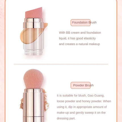 5 In 1 Portable Retractable Makeup Brushes For Foundation Eyebrow Lip Eyeshadow Loose Powder Cosmetic Set Makeup Brush Tools