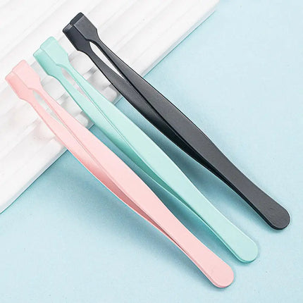 2Pcs Eyelash Tweezer Set Lash Pick Up Clip Pointed Flat Clip Lash Grafting Item Lower Eyelashes Applicator Portable Makeup Clamp