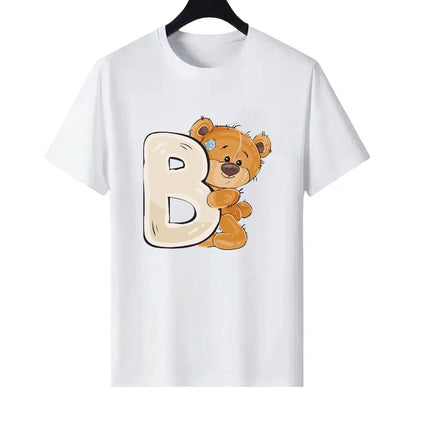 Letter Number Woman Family Round Neck Parent-child Clothing Loose Tops Unisex Comfort Y2k Short Sleeves T-Shirt Men Blouses