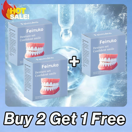 Premium Silicone Temporary Dentures Full Set Safe Perfect Fit Fake Teeth for Missing Broken Teeth,Oral Health Confidence Boost