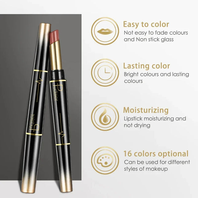 Double Ended Lip Liner and Lipstick 2 in 1, Waterproof Matte Long Lasting Smooth Lip Pen, Nude Lip Makeup for Women