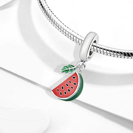 925 Sterling Silver Pink Cake Cherry Pineapple Strawberry Cherry Pendant Charm Ball Suitable for Bracelets DIY Women's Jewelry