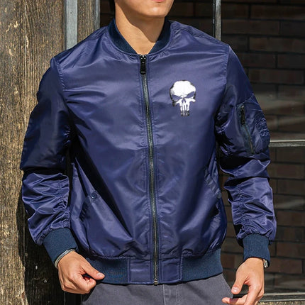 Skull MA1 Bomber Flight Jackets Waterproof Windproof Pilot Jacket Casual Motorcycle Baseball Coat for Men's Spring and Autumn