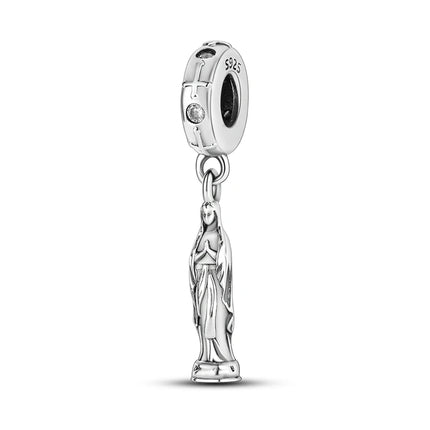 925 Sterling Silver Virgin Goddess Blessing Dangle Prayer Angel Pendant Charms Fit Original Necklace Bracelet DIY For Women Gift