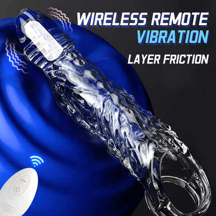 Wireless Vibrating Condoms Enlargement Delay For Men Reusable Dildo Vibrator Penis Ring Sleeve Adult Sex Toy Sex Product 2024
