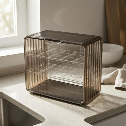 Acrylic Cup Storage Rack Space-Saving Two-Tier Cup Organizer Mug Display Case Shatterproof Tumbler Storage Rack Waterproof