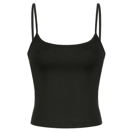 Basic Solid Camis Summer Casual Sleeveless Spaghetti Strap Top Women Harajuku All-match Cropped Tops y2k Vintage Clothing