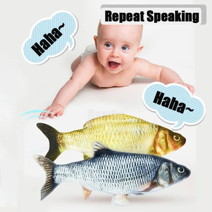 Electric Floppy Talking Fish for Baby Play Rechargeable Mimicking Toy Music Repeat Speaking LED Light Interactive Baby Toy Gift