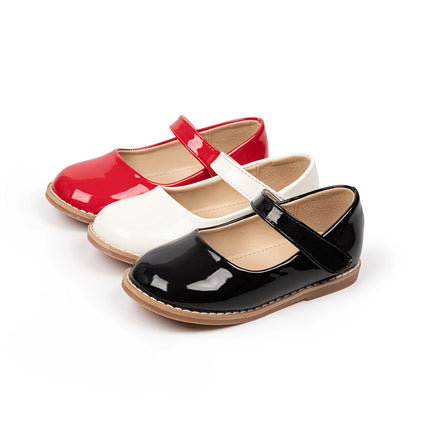 KIDSUN Black Fashion Children's Shoes Girl Formal Buckle Rubber Sole Leather Princess Dress Shoes Classic Size 21-32
